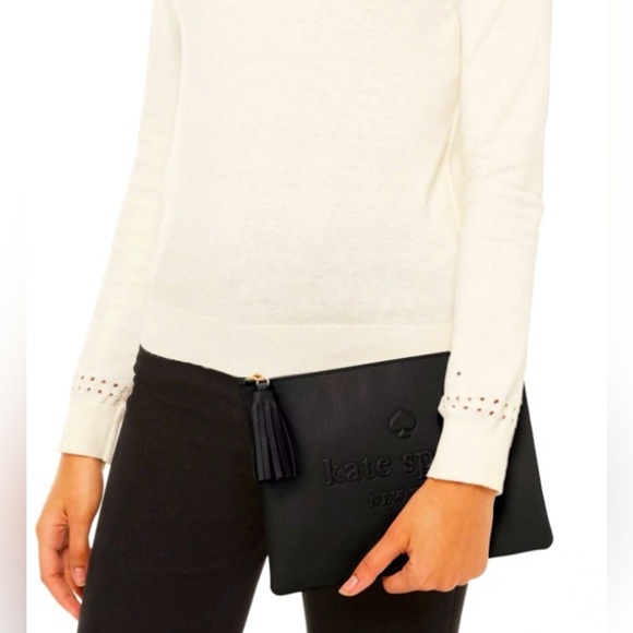 NWOT Kate Spade Larchmont Avenue Logo Gia Large Clutch in Black - Picture 4 of 5